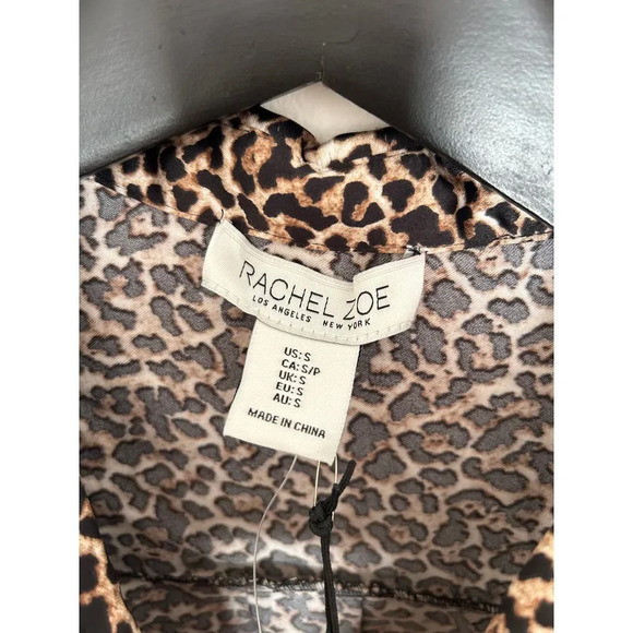 Rachel Zoe Leopard Print Button Down Blouse Long Sleeve Animal Print Top Size S - Picture 3 of 5